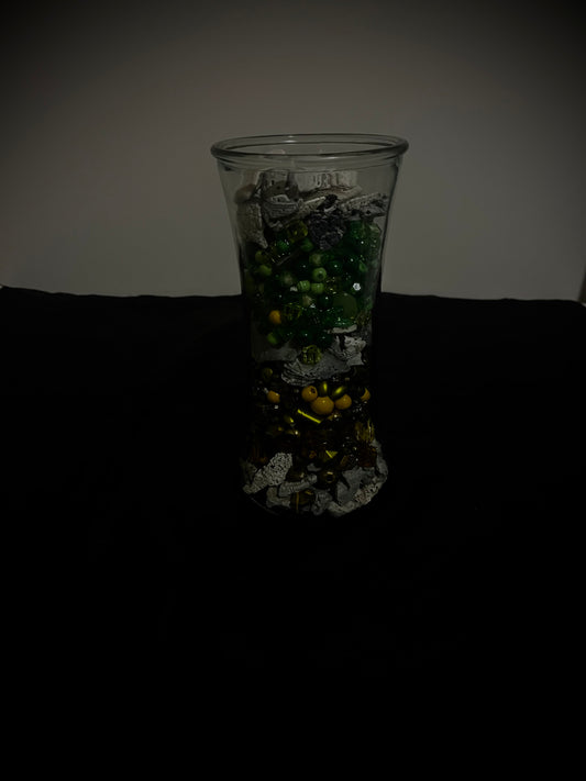 Vase Glass Green N Yellow