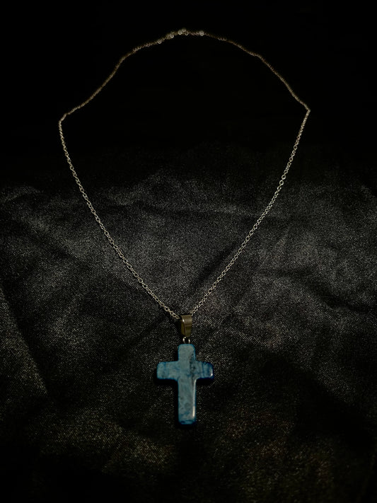 Cross Chain Silver N Blue