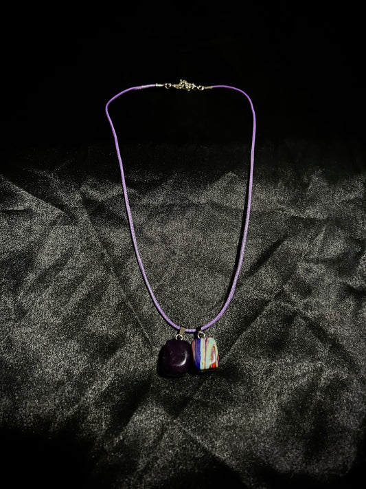 Cube Necklace Purple N White