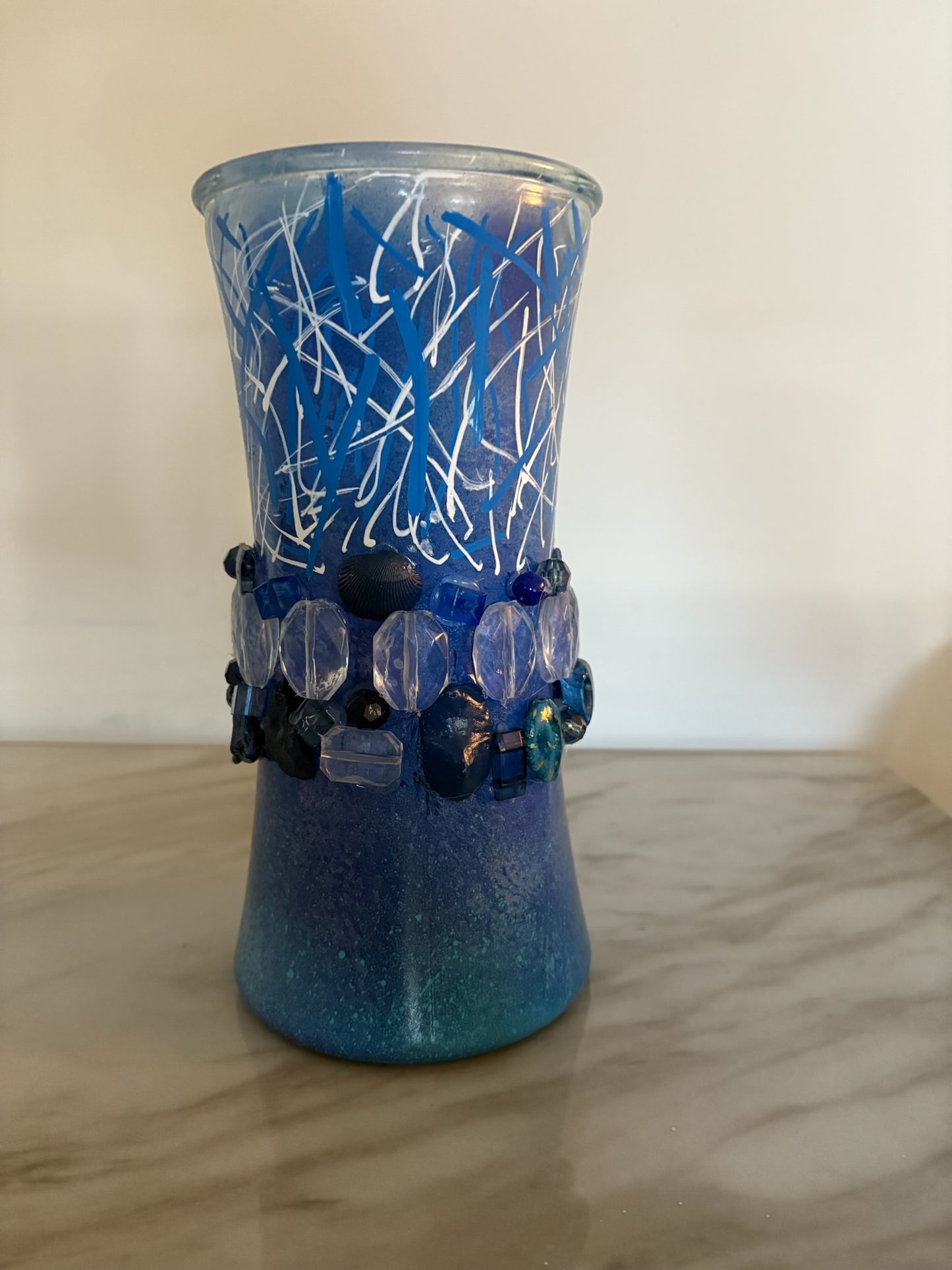 Navy Blue Vase with gems