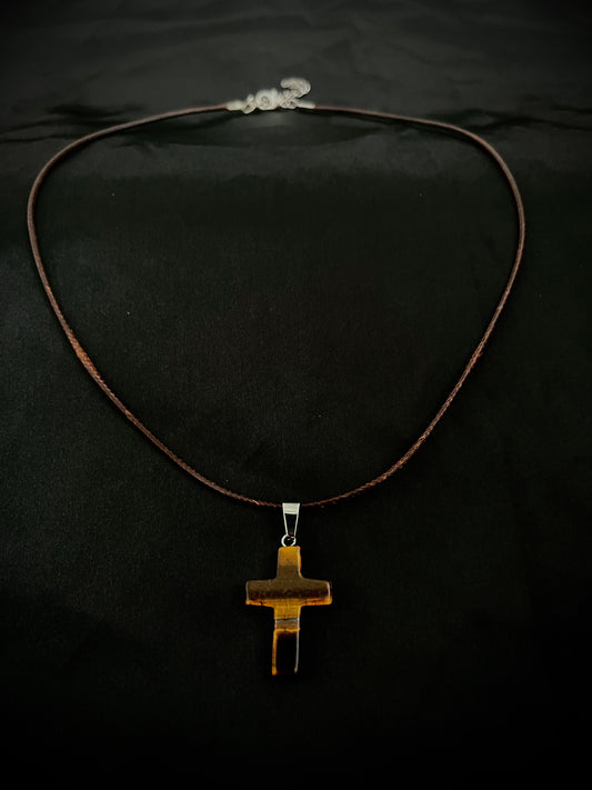 Cross Necklace Brown N Rusted Brown