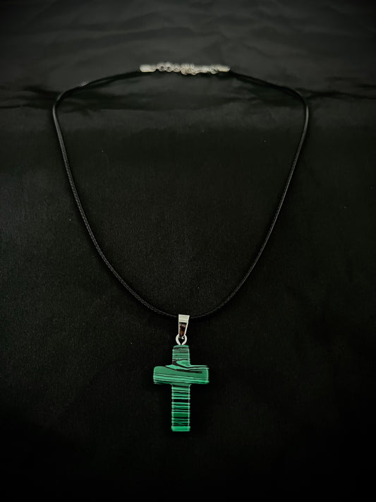 Cross Necklace Black N Green
