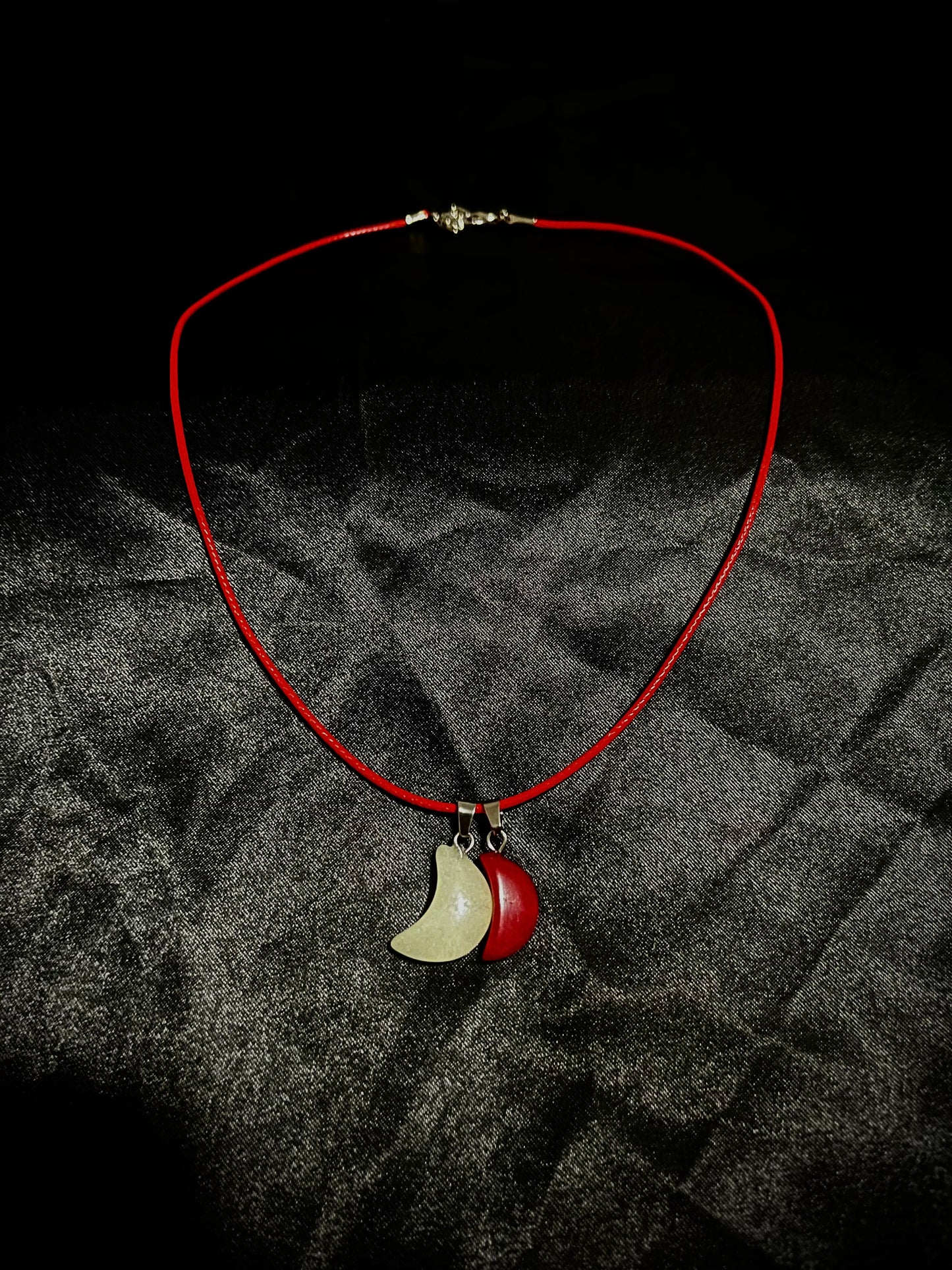 Moon Necklace Red N White