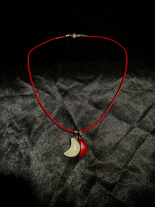 Moon Necklace Red N White