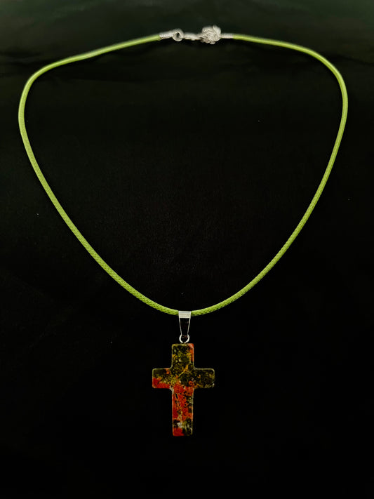 Cross Necklace Yellow N Red