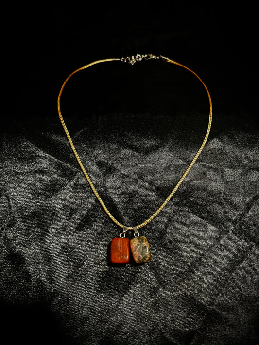 Cube Necklace Gold N Orange