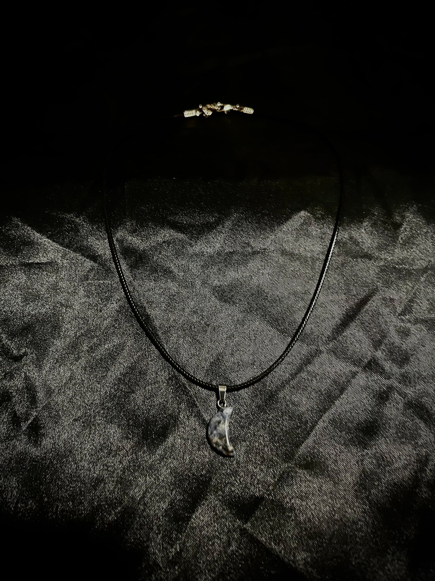 Moon Marble Necklace Black N Grey