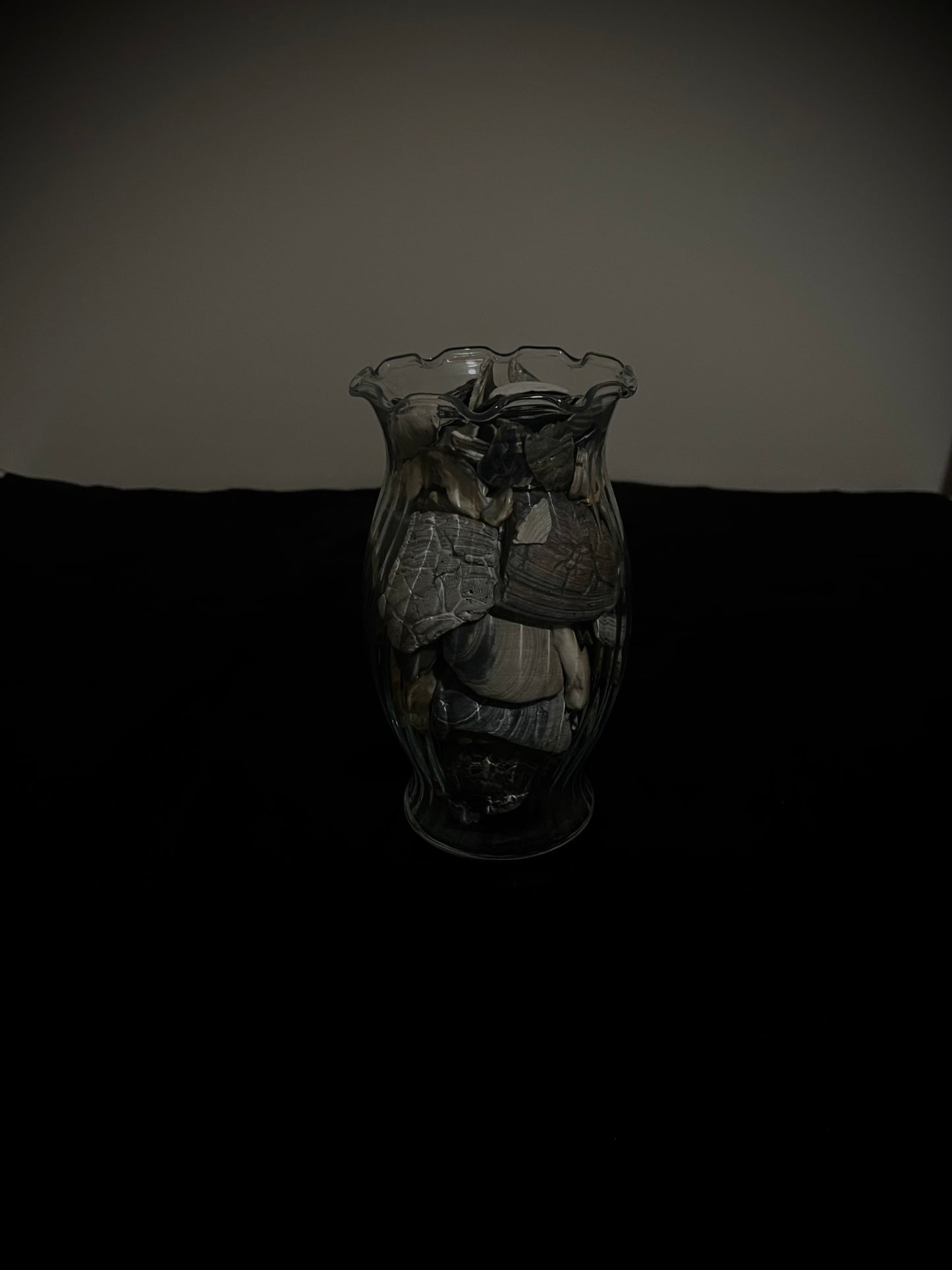 Vase Glass curved ripples