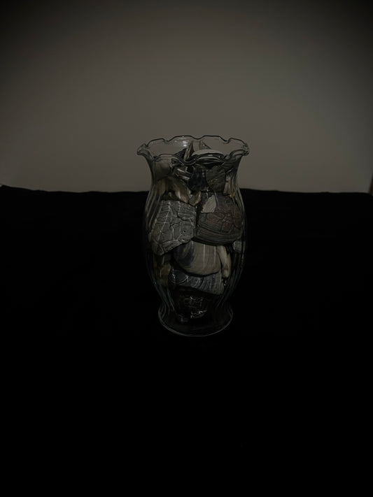 Vase Glass curved ripples