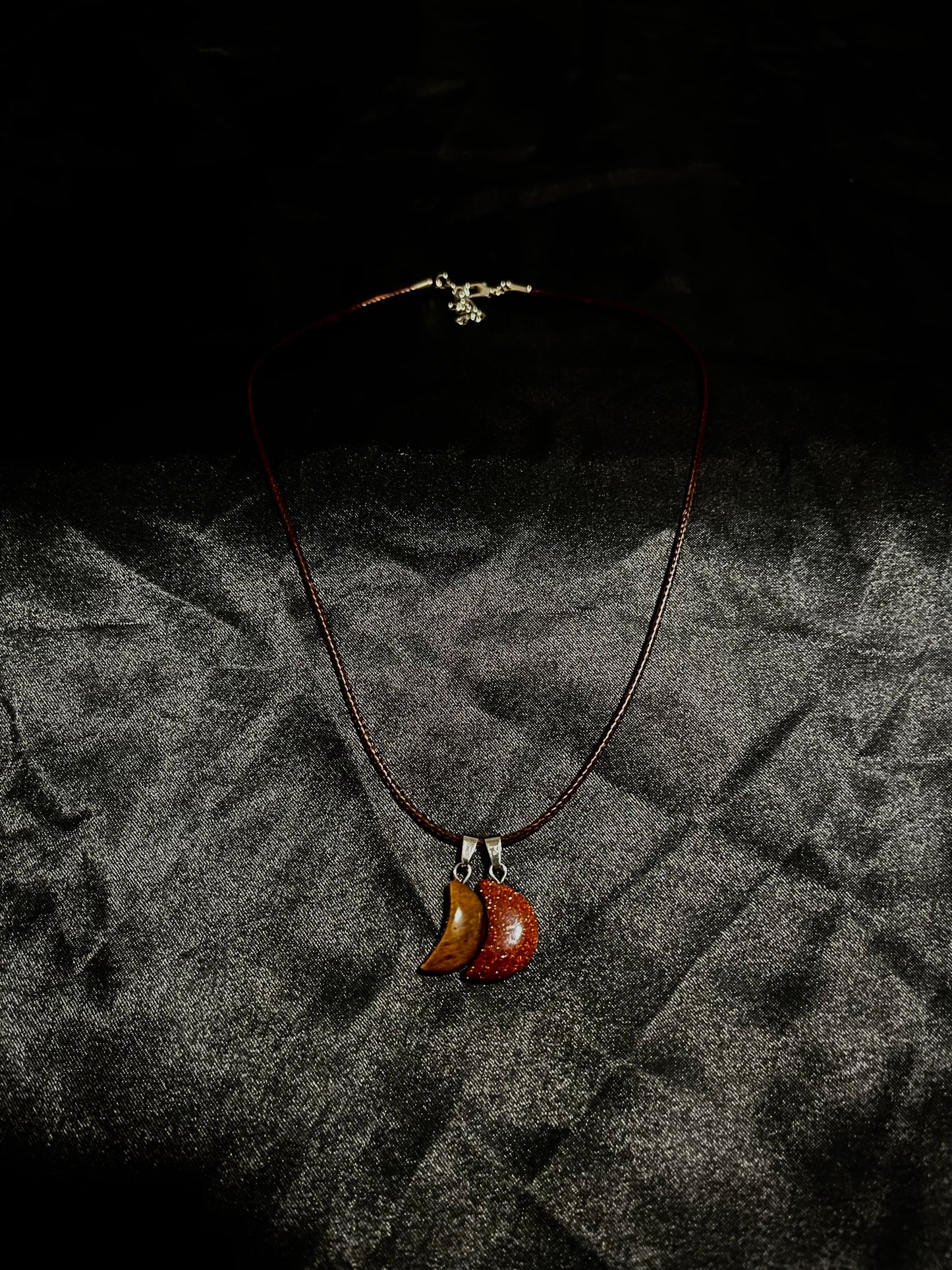 Moon Necklace Black N Orange