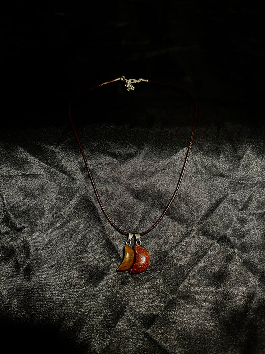 Moon Necklace Black N Orange