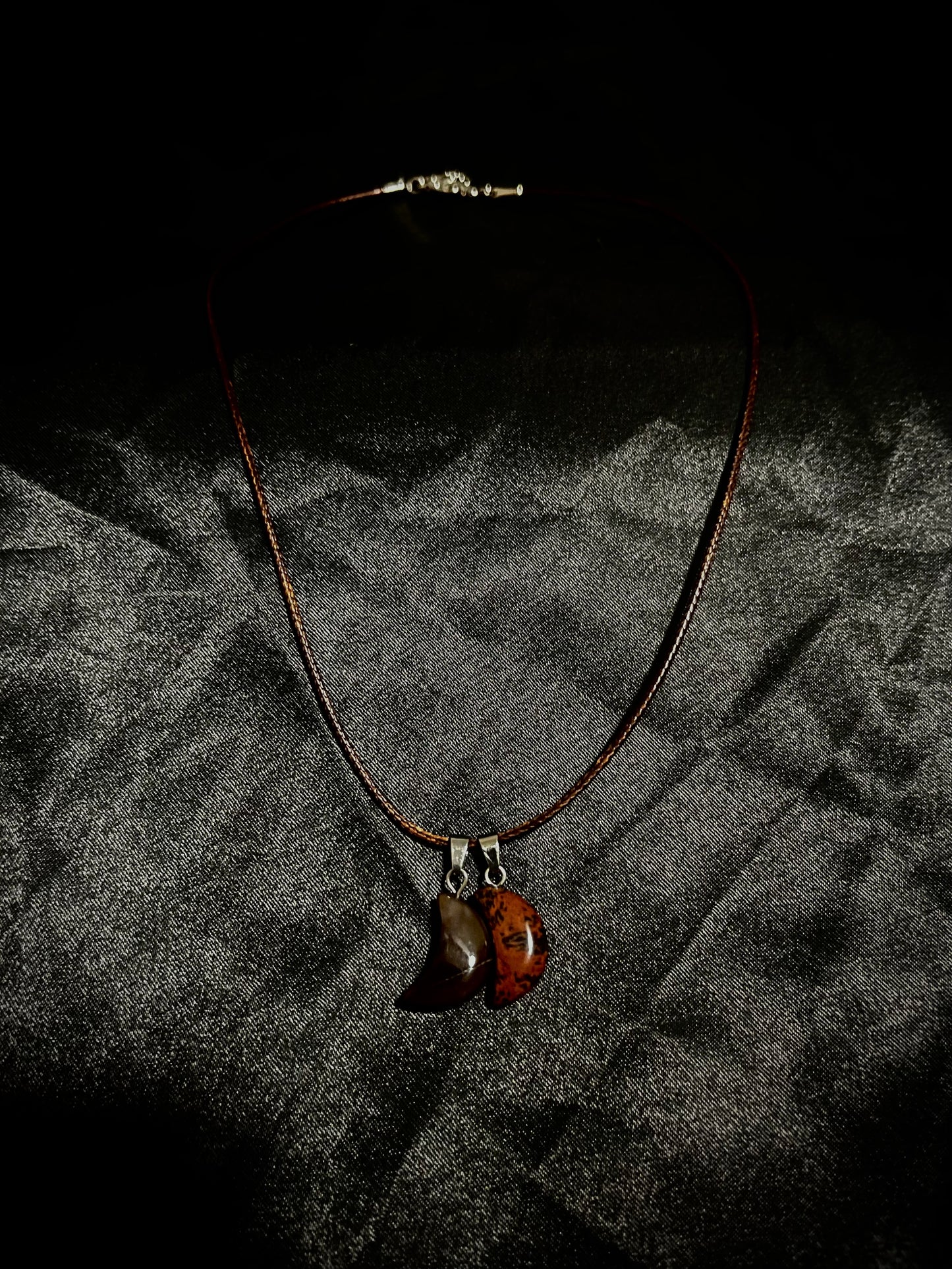 Moon Necklace Brown N Grey