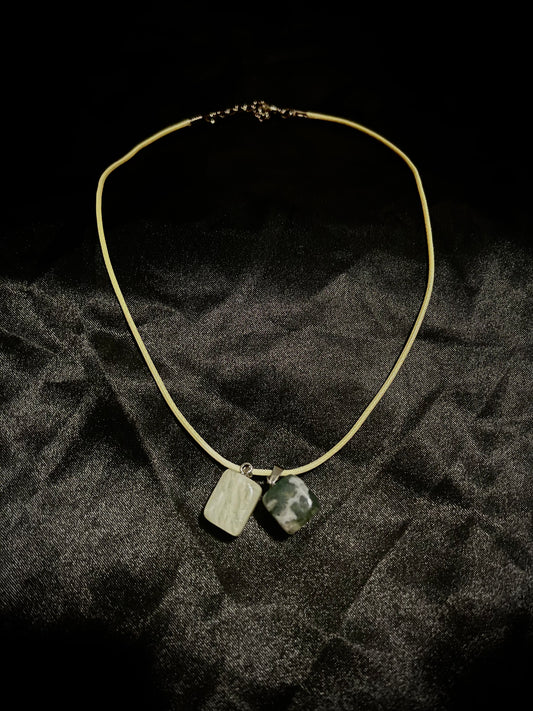 Cube Necklace Tan N Grey