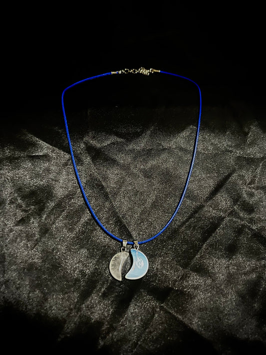 Moon Necklace Blue N Grey