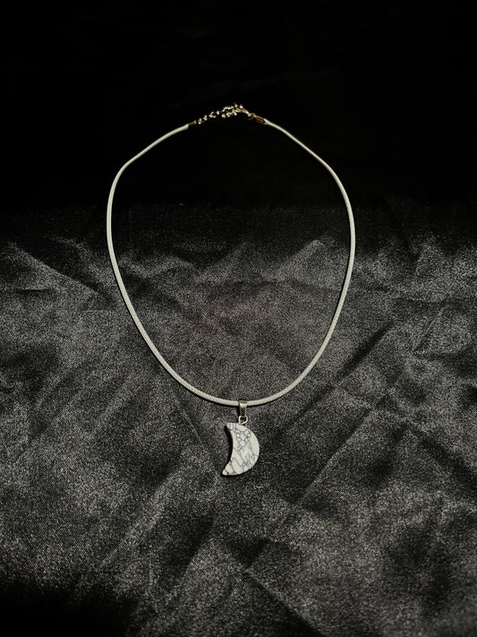 Moon Marble Necklace White N White