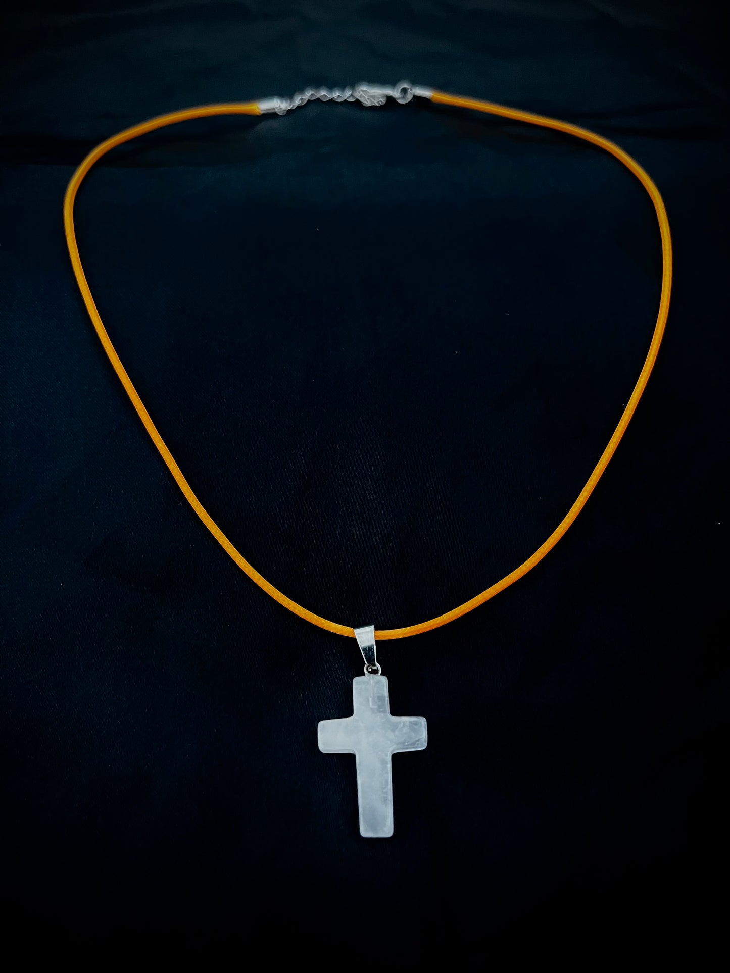 Cross Necklace Orange N Clear