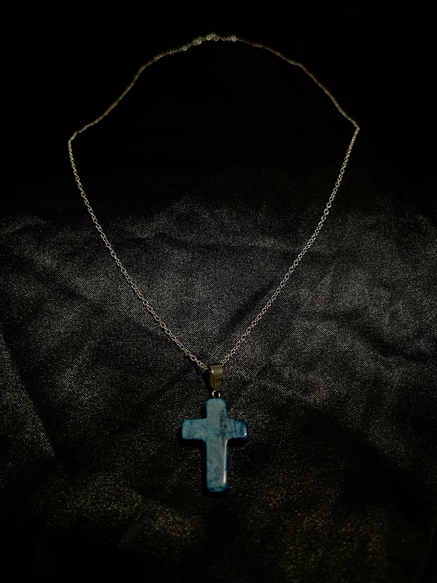 Cross Chain Silver N Blue