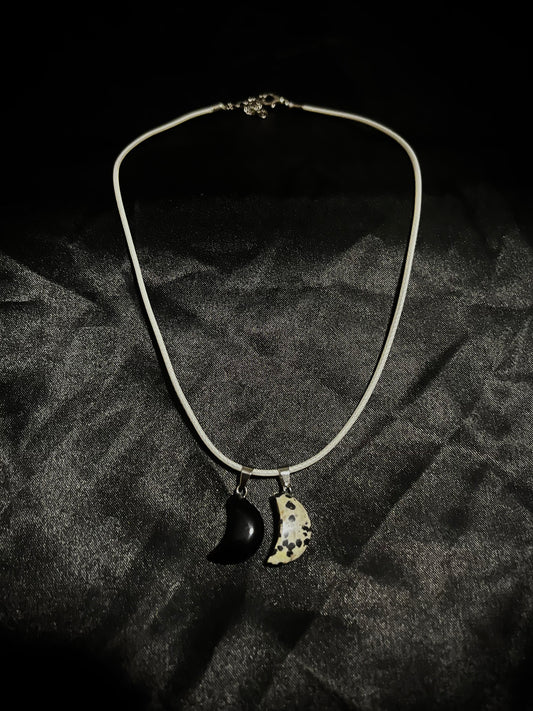 Moon Necklace White N Black
