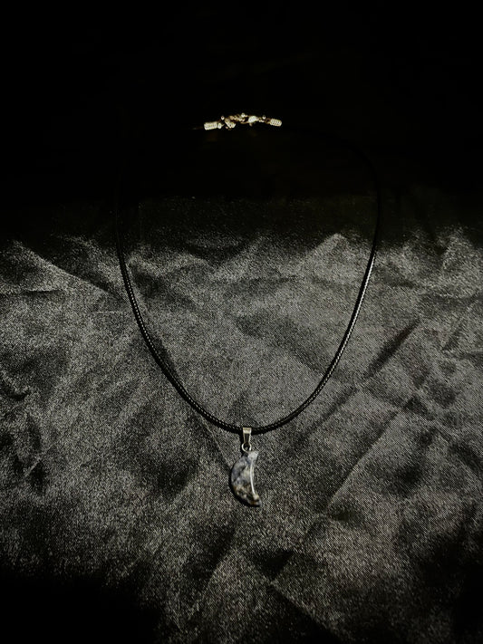 Moon Marble Necklace Black N Grey