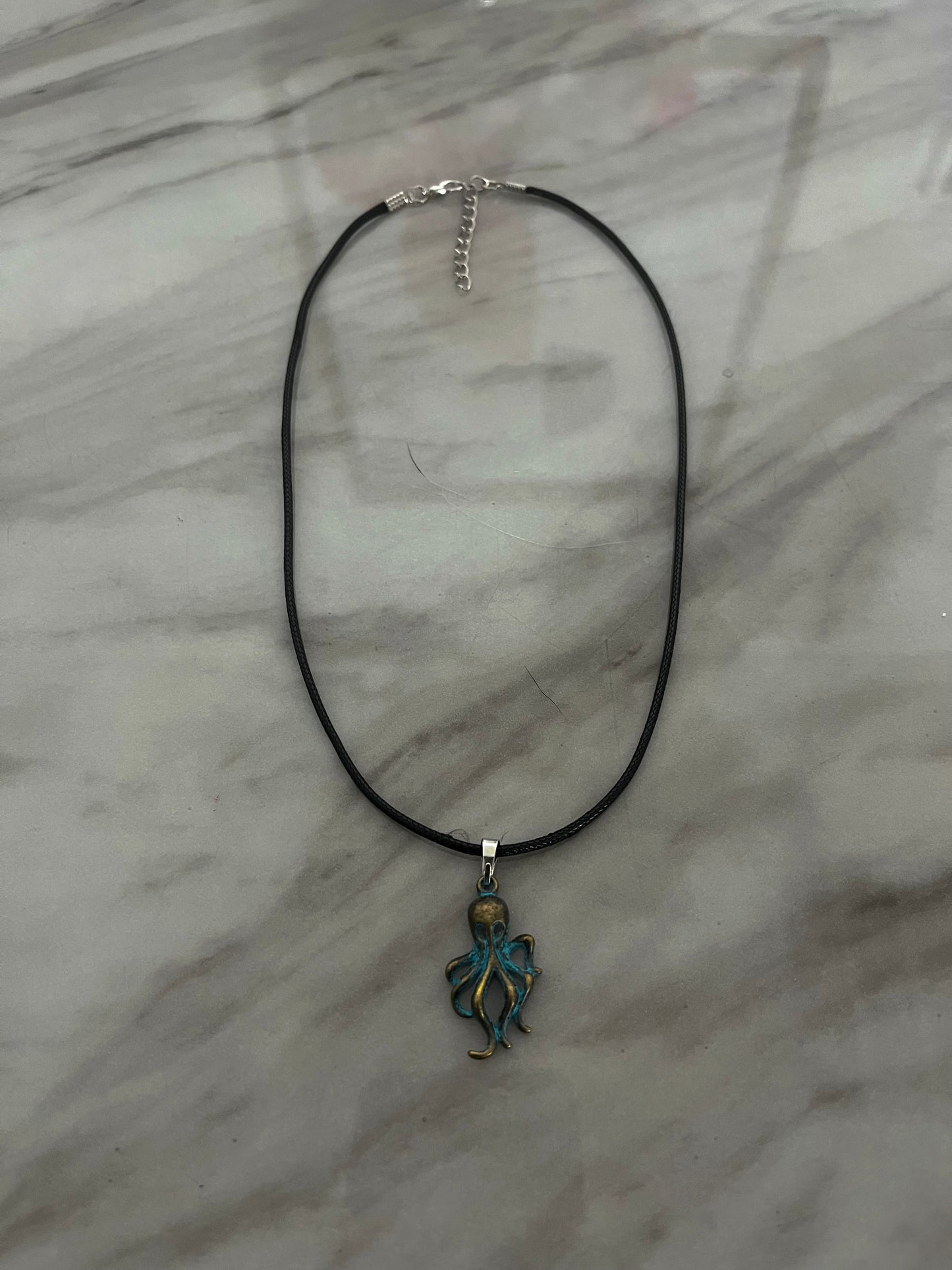 Vintage Necklace Black with Octopus