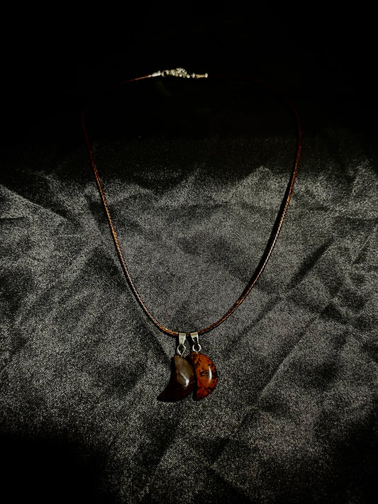 Moon Necklace Brown N Grey