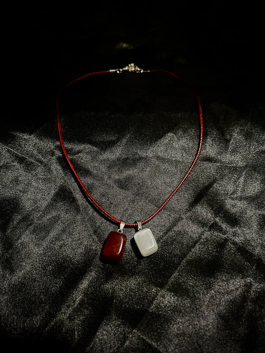 Cube Necklace Red N White
