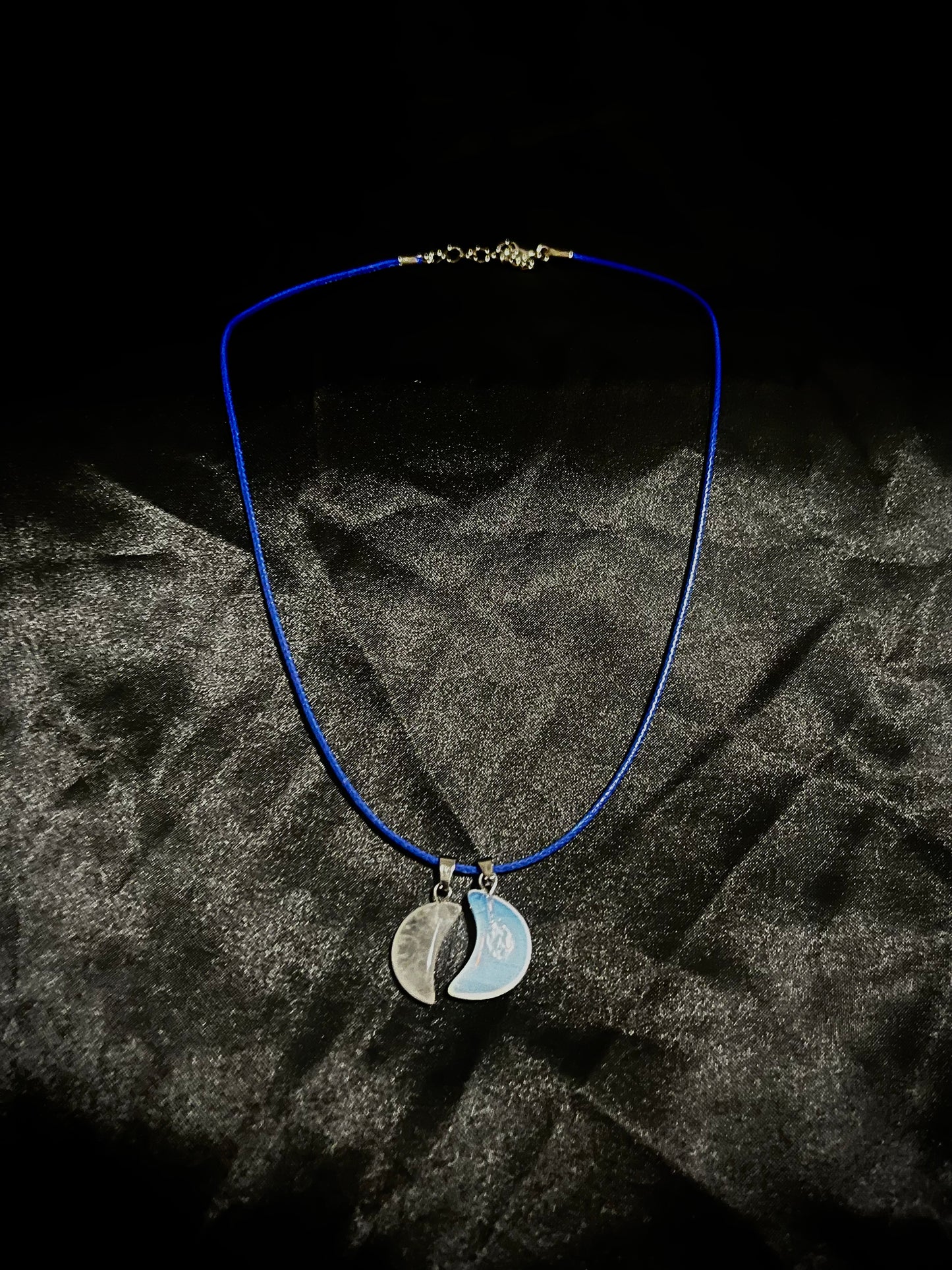 Moon Necklace Blue N Grey